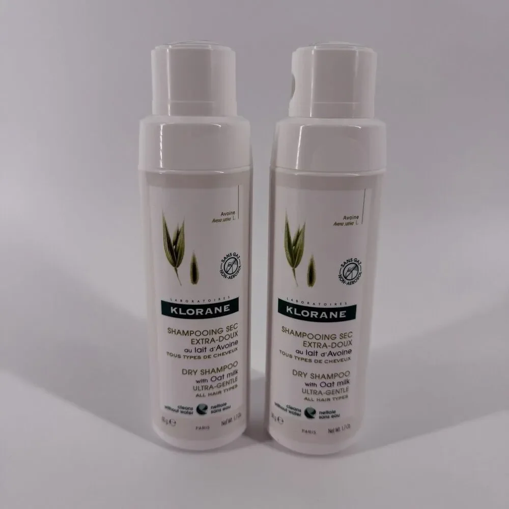 NEW Klorane Ultra Gentle Dry Shampoo With Oat Milk (Pack of 2) 1.7 Oz Each